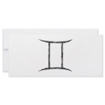 Gemini. Zodiac Astrology Sign. Black. Rack Card