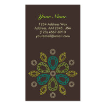 Gems Flower Profile Card - Green (Vertical) Business Card Template