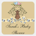 Gender Neutral Lovebirds & Ladybugs Baby Shower Square Sticker