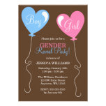 Gender Reveal Heart Balloons Pink and Blue Personalized Invite