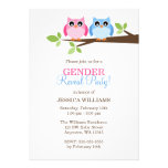 Gender Reveal Pink Blue Owls Branch Invitations