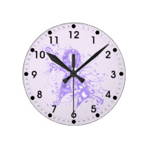 General Cancer Awareness Swirl Ribbon Round Wallclock