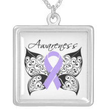 General Cancer Awareness Tattoo Butterfly Personalized Necklace