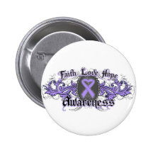 General Cancer Faith Love Hope Deco Heart Pin