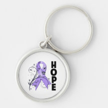 General Cancer Floral Hope Ribbon Keychain