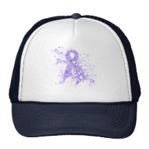 General Cancer Floral Swirls Ribbon Hat