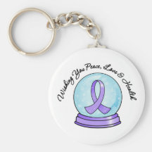 General Cancer Ribbon Merry Christmas Snowglobe Key Chains