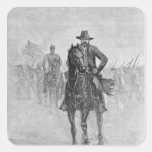 General Grant reconnoitering Square Stickers