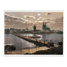 General view, by moonlight, Cologne, the Rhine, Ge Post Cards