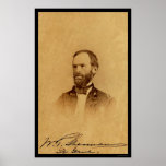 General William Sherman Signed Card 1862 Print