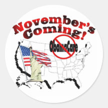 Generic Anti ObamaCare – November's Coming! Stickers