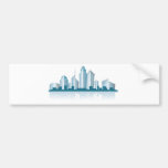 generic city skyline with offices and towers and s bumper sticker