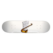 Generic saxophone with sheet music graphic image custom skateboard