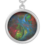 Genesis Blue Abstract Silver Necklace