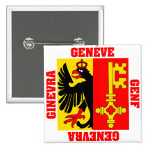 Geneva Switzerland Canton Flag Pinback Button