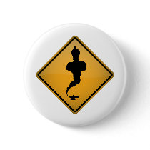 Genie Warning Sign Pinback Button