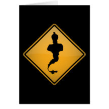 Genie Warning Sign Greeting Cards