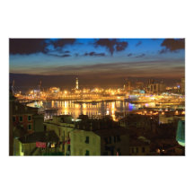 Genova and the port at evening photographic print