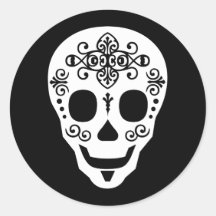 Gent Sugar Skull by Leslie Peppers Round Stickers