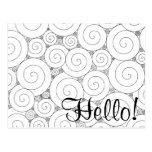 Gentle Geometric Black & White Spirals Postcard