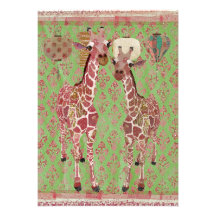 Gentle Giraffes Pink Baby Shower Invitation
