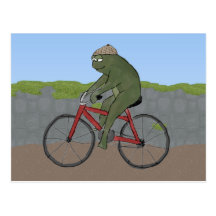 Gentleman Frog on a Bicycle Postcard