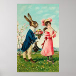 Gentleman Rabbit Courting Lady at Easter Print