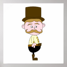 Gentleman with Moustache and Top Hat. Posters