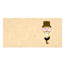 Gentleman with Top Hat and Moustache. Custom Photo Greeting Card