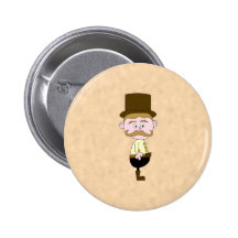 Gentleman with Top Hat and Moustache. Custom Pin