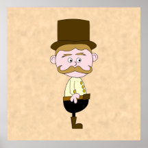 Gentleman with Top Hat and Moustache. Custom Poster