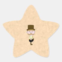 Gentleman with Top Hat and Moustache. Custom Star Stickers