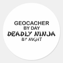 Geocacher Deadly Ninja by Night Round Sticker