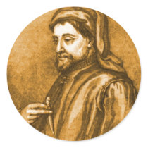 Geoffrey Chaucer Round Sticker