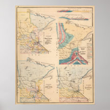 Geological map of Minnesota by NH Winchell Print