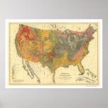 Geological Map Of USA 1872 posters