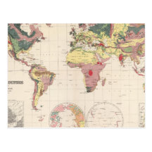 Geological structure of globe post card