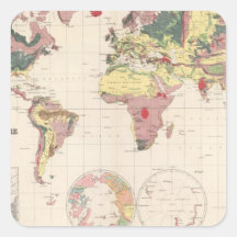 Geological structure of globe square stickers