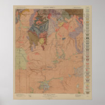 Geology Map, Yellowstone National Part, Wyoming Poster
