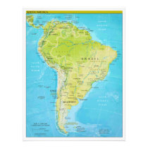 Geopolitical Regional Map of South America Photo Art