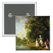 George and Mary Browne with their Five Elder Child Pinback Buttons