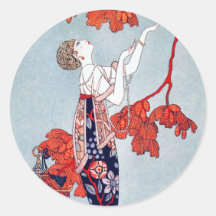 George Barbier "L'Oiseau Volage" 1914 Round Sticker