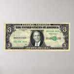 George Dubya Bush $3 Bill Poster