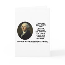 George Washington Observe Good Faith Justice Quote Greeting Card