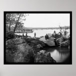 Georgetown Ferry-Boat Carrying Wagons 1865 Posters