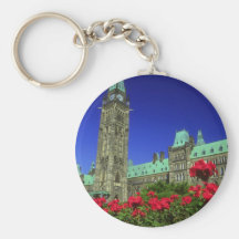 Geranium beds in full bloom on Parliament Hill, Ot Keychains