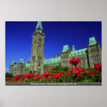 Geranium beds in full bloom on Parliament Hill, Ot Posters