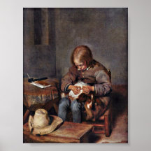 Gerard ter Borch the Younger - floht boy his dog Posters