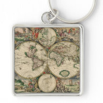 Gerard Van Schagen's Map of the World, 1689 Keychains