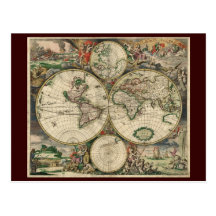 Gerard Van Schagen's Map of the World, 1689 Postcards